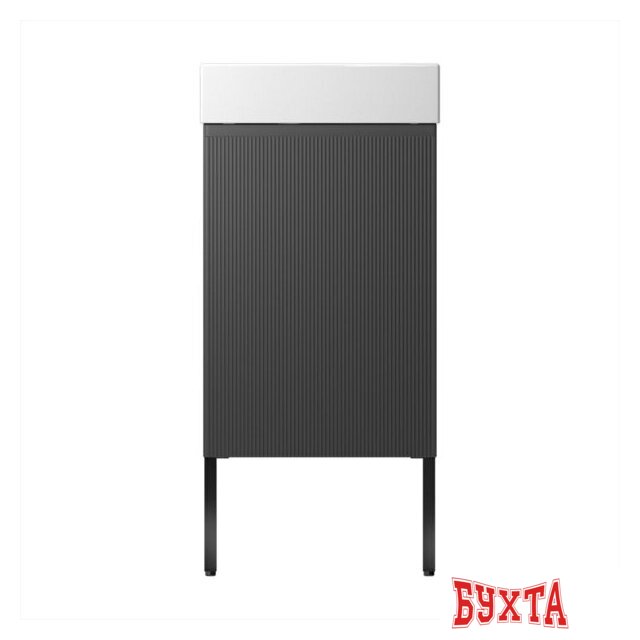 Мебель для ванных комнат Wellsee Тумба под умывальник 3 в 1 WC Area 221802006 (тумба/матовый темно-серый, раковина/глянцевый белый, ножки/матовый черный) 2