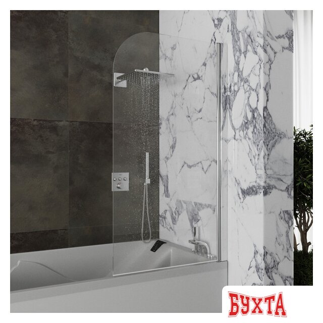 Стеклянная шторка для ванны Roxen Brimen 52010-80 80х140