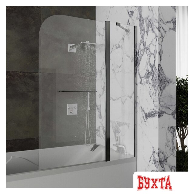 Стеклянная шторка для ванны Roxen Brimen 52010-120 120х140