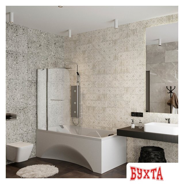 Стеклянная шторка для ванны Roxen Brimen 52010-120 120х140 2