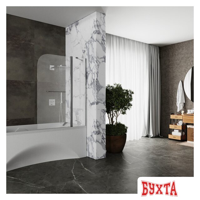 Стеклянная шторка для ванны Roxen Brimen 52010-120 120х140 4