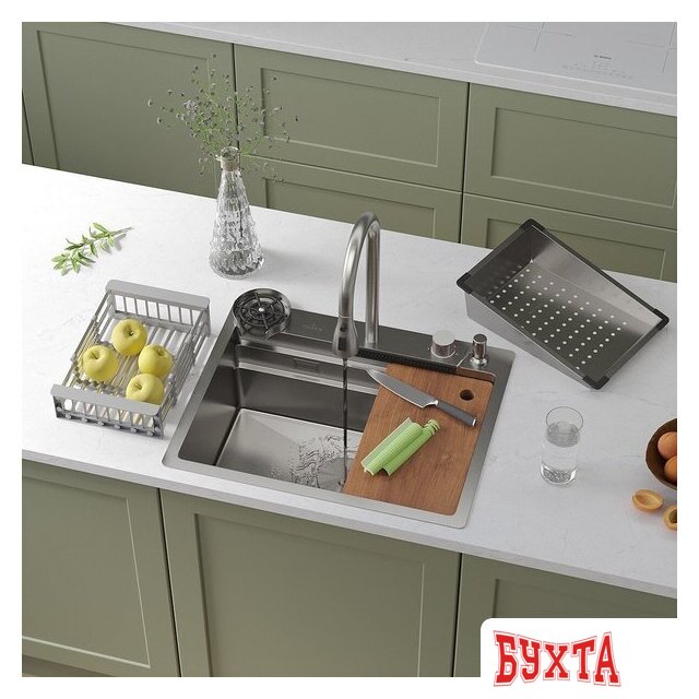 Кухонная мойка Roxen Stage Plus 560250-60 многофункциональная 8 в 1 (60*48/сатин)