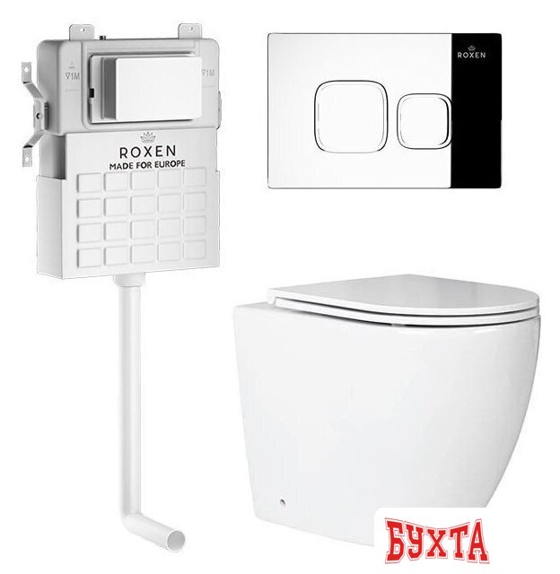 Унитаз подвесной Roxen Attach 966940 (кнопка хром глянец) 1