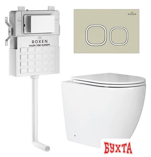 Унитаз приставной Roxen Antares в комплекте с инсталляцией Attach 5 в 1 966965 (кнопка: пастель бежевый) 1