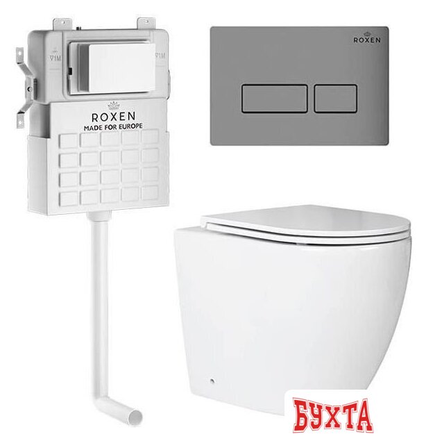 Унитаз приставной Roxen Antares в комплекте с инсталляцией Attach 5 в 1 967059 (кнопка: хром матовый)