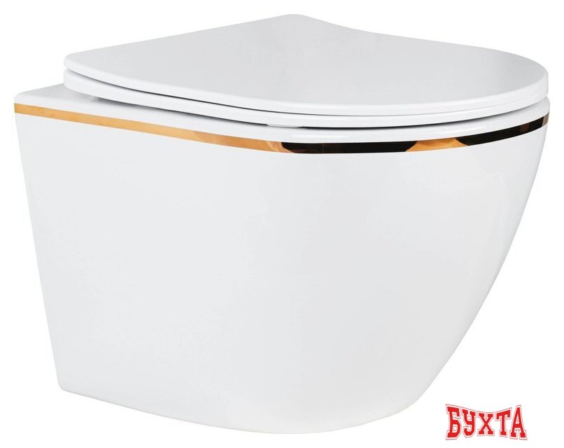 Унитаз подвесной Roxen Antares Gold в комплекте с инсталляцией StounFix Dual Fresh 6 в 1 968092 (кнопка: золото глянцевое ) 5