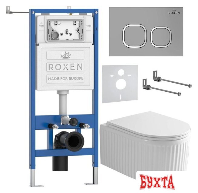 Унитаз подвесной Roxen Royal Matt в комплекте с инсталляцией StounFix Dual Fresh 6 в 1 968275 (кнопка: хром - матовый) 2