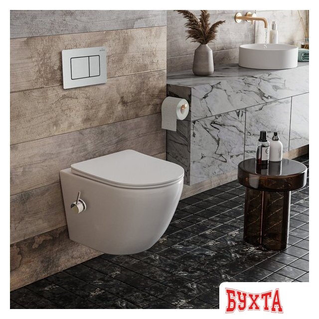 Унитаз подвесной Roxen Antares Bidet в комплекте с инсталляцией StounFix Dual Fresh 6 в 1 968424 (кнопка: сатин) 2