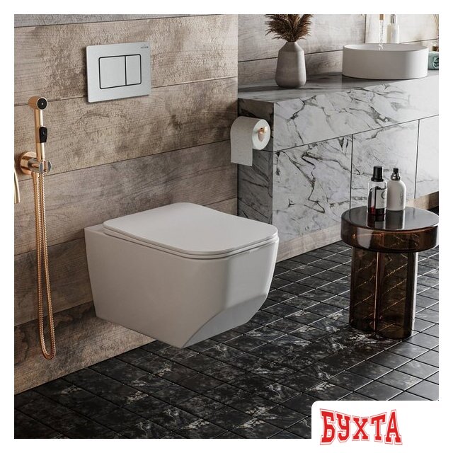 Унитаз подвесной Roxen Boro в комплекте с инсталляцией StounFix Dual Fresh 6 в 1 968433 (кнопка: сатин) 2