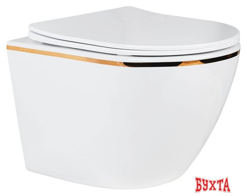 Унитаз подвесной Roxen Antares Gold в комплекте с инсталляцией StounFix Dual Fresh 6 в 1 968460 (кнопка: брашированное золото) 5