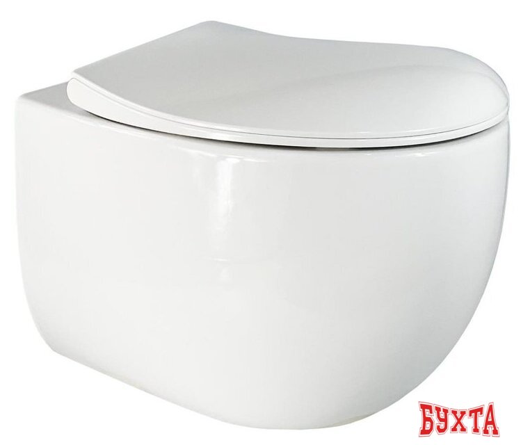 Унитаз подвесной Roxen Egg в комплекте с инсталляцией StounFix Dual Fresh 6 в 1 968475 (кнопка: брашированное золото) 4