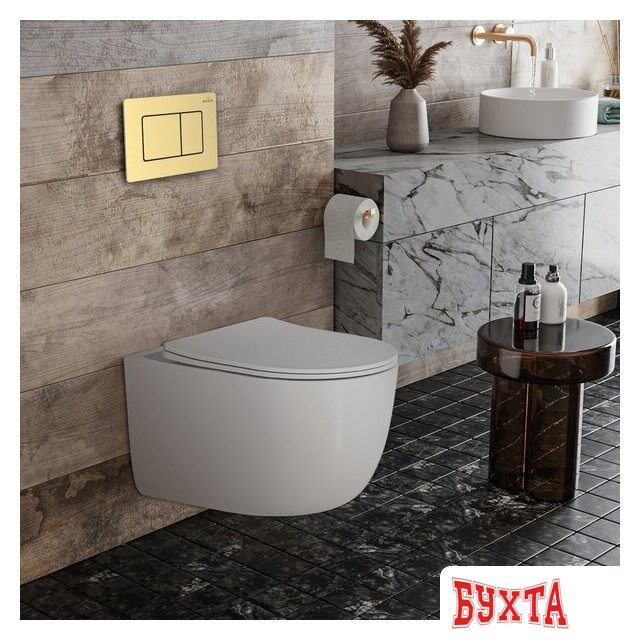 Унитаз подвесной Roxen Vortex в комплекте с инсталляцией StounFix Dual Fresh 6 в 1 968483 (кнопка: брашированное золото) 2