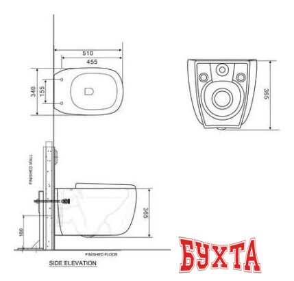 Унитаз подвесной Roxen Martin в комплекте с инсталляцией StounFix Dual Fresh 6 в 1 968510 (кнопка: хром - матовый) 2