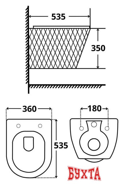 Унитаз подвесной Roxen Vine Tornado в комплекте с инсталляцией StounFix Dual Fresh 6 в 1 979016 (кнопка: хром глянцевый) 4