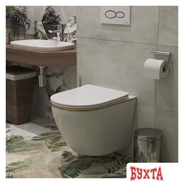 Унитаз подвесной Roxen Antares Gold 530110-01G Rimless Soft Close 3