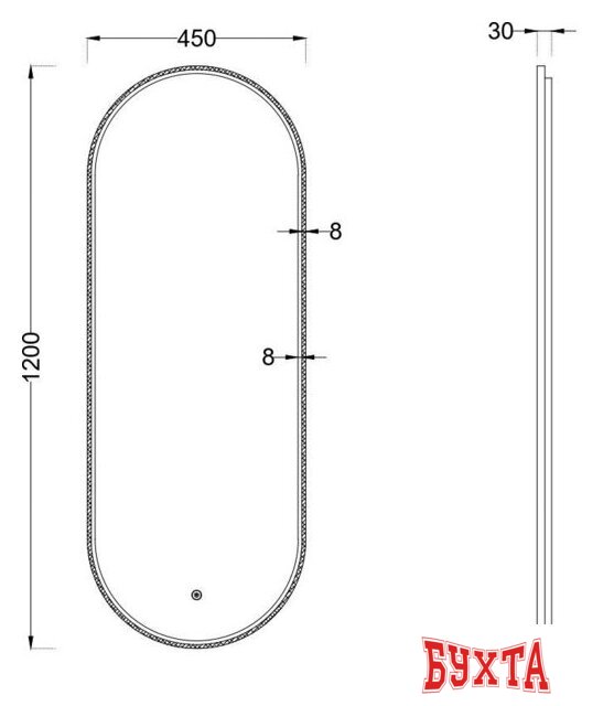 Мебель для ванных комнат Roxen Зеркало Grown 510200-120GM 45x120 5