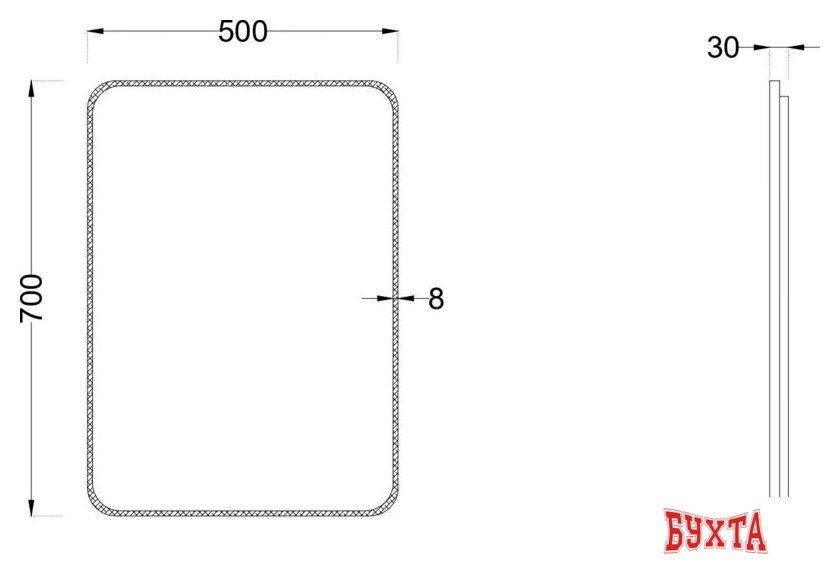 Мебель для ванных комнат Roxen Зеркало Simon 510205-50B 50x70 5