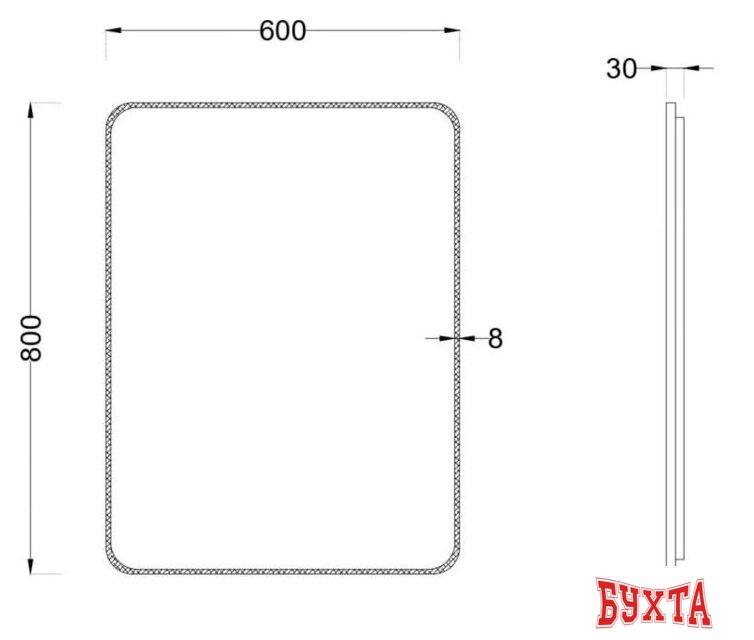 Мебель для ванных комнат Roxen Зеркало Simon 510205-60B 60x80 5