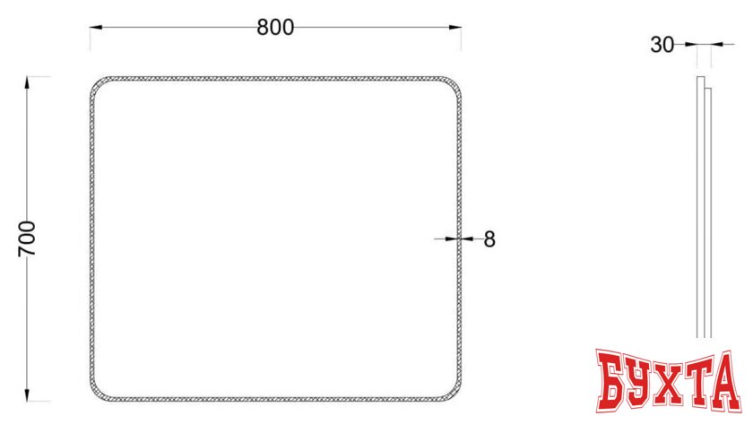 Мебель для ванных комнат Roxen Зеркало Simon 510205-80B 80x70 5