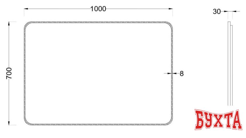 Мебель для ванных комнат Roxen Зеркало Simon Long 510205-100B 100x70 5