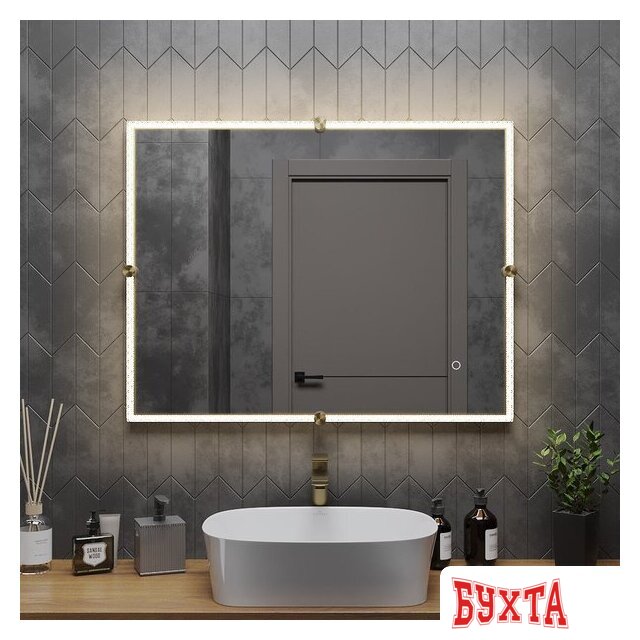 Мебель для ванных комнат Roxen Зеркало Cler c подсветкой 510010-90 (90x70) в рельефной полимерной раме 3