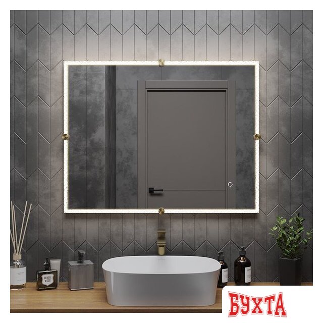 Мебель для ванных комнат Roxen Зеркало Cler c подсветкой 510010-90 (90x70) в рельефной полимерной раме 4