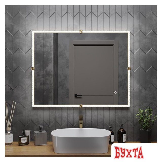 Мебель для ванных комнат Roxen Зеркало Cler c подсветкой 510010-90 (90x70) в рельефной полимерной раме 5