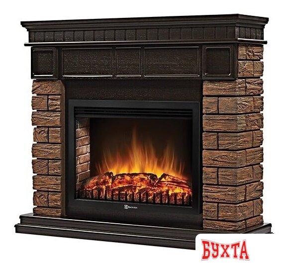 Портал Firelight Bricks Wood 30 (камень темный, шпон венге) 2