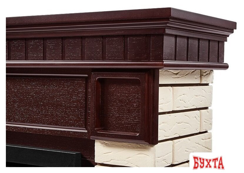 Портал Firelight Bricks 25 (камень бежевый/шпон темный дуб) 4