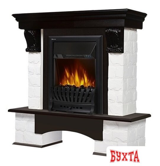 Портал Firelight Forte Classic (камень белый/шпон темный дуб) 2