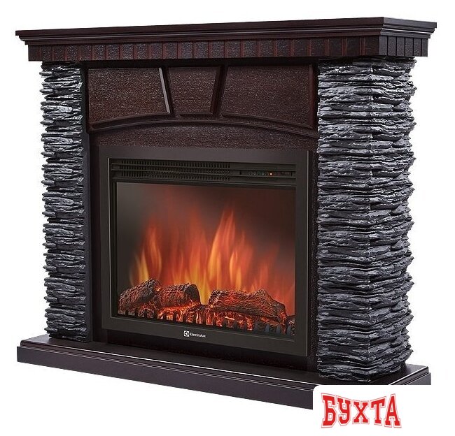 Портал Firelight Porto 30 (камень черный/шпон венге) 2