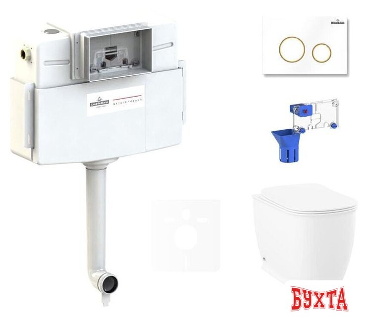 Унитаз приставной Lavinia Boho Relfix Bell Pro 5 в 1 87551013 (белый/золотистый пластик)