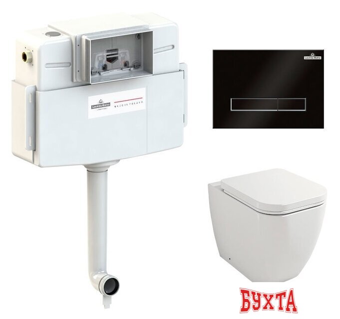 Унитаз приставной Lavinia Boho Relfix One Set 4 в 1 77060226 (черное стекло)