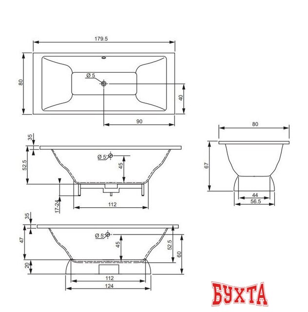Ванна Triton Альта 180х80 4
