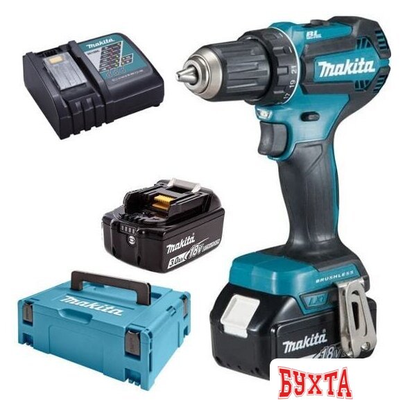 Дрель-шуруповерт Makita DDF485RFJ (с 2-мя АКБ, кейс)