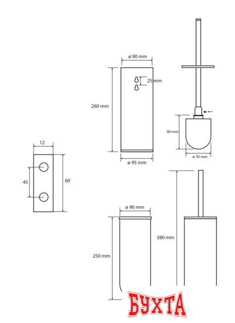 Ершик для унитаза Bemeta Hematit 159313067 3