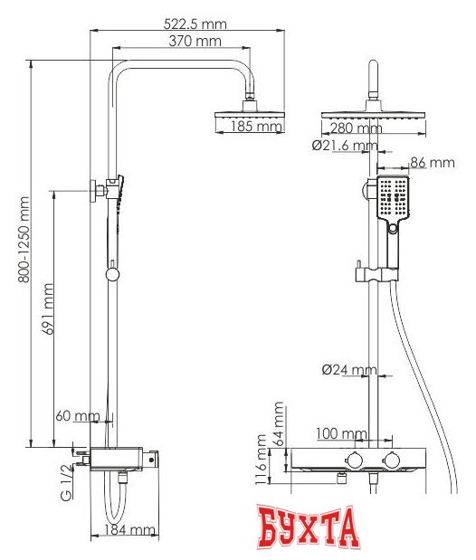 Душевая система Wasserkraft A11301 2