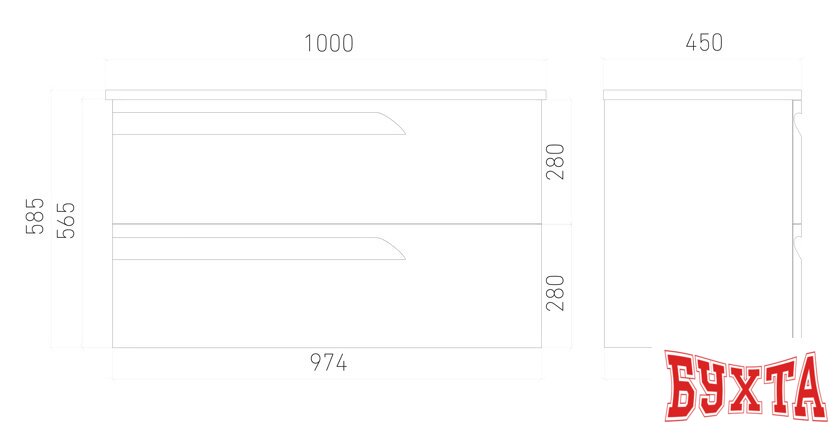 Мебель для ванных комнат Laparet Тумба под умывальник Atlas 100 (белый матовый) 2