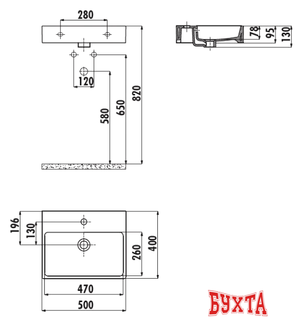 Умывальник Creavit Next 40x40 NX242-00CB00E-0000 2