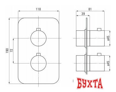 Смеситель без скрытого механизма Deante Box BXY 0EBT 2