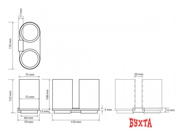 Набор стаканов для зубной щетки и пасты Bemeta Galla 108110020 2