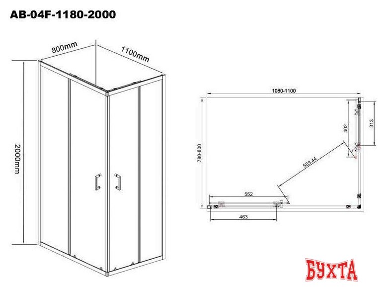 Душевой уголок Aquabath AB-04F-1180-2000 5