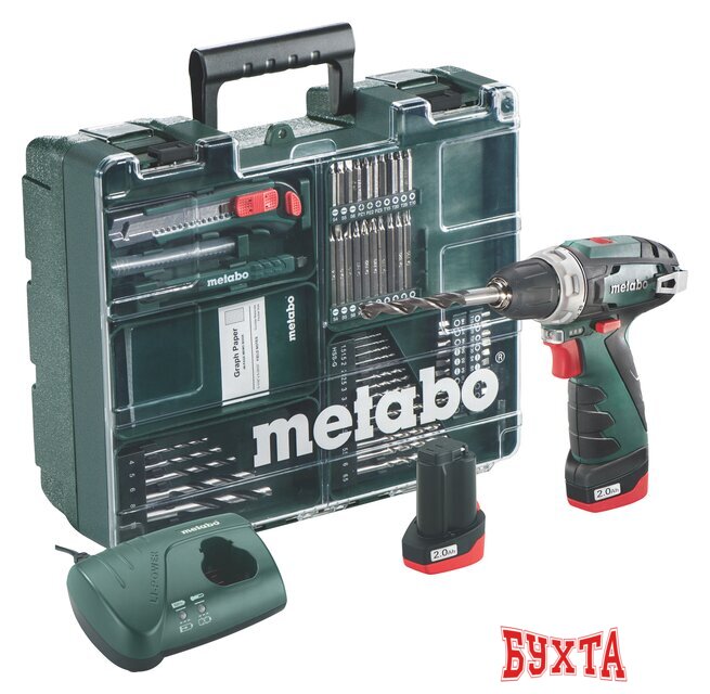 Дрель-шуруповерт Metabo PowerMaxx BS Basic Set 600080880 (с 2-мя АКБ, набор инструмента) 1