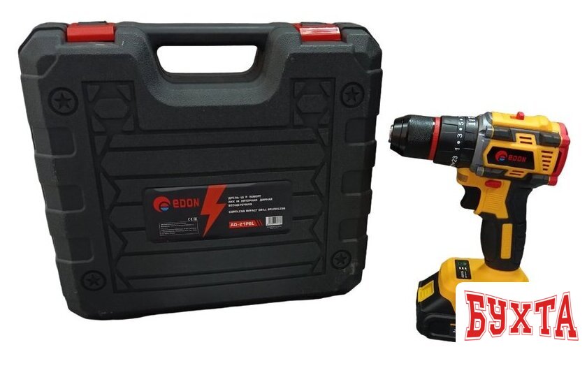 Ударная дрель-шуруповерт Edon Super AD-21PBL (с 2-мя АКБ, кейс) 2