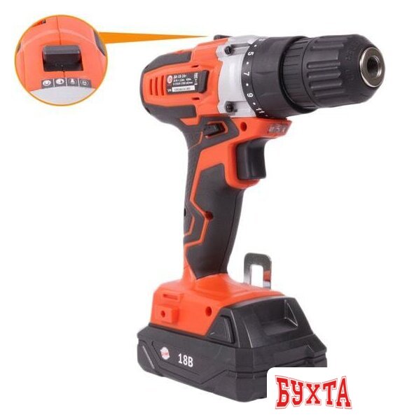 Дрель-шуруповерт Калибр ДА-18-2А+ (с 2-мя АКБ, кейс) 2