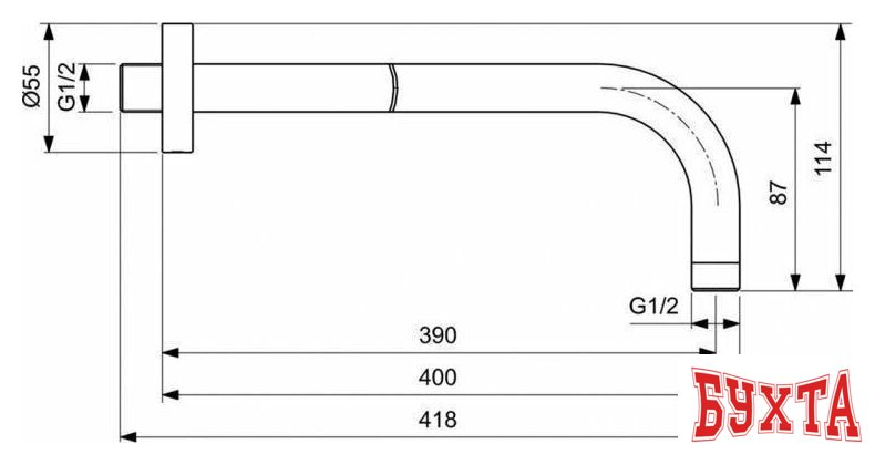 Держатель верхнего душа Ideal Standard IdealRain Black B9445XG 5