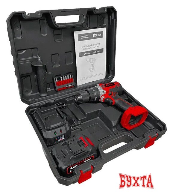 Ударная дрель-шуруповерт Edon UAD-21BL (с 1-м АКБ, кейс) 2
