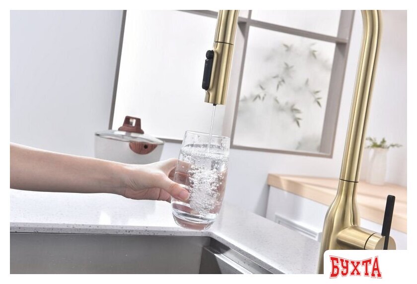 Смеситель Paulmark Iniversal Un213880-LG (золото/светлое брашированное золото) 4