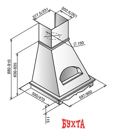 Кухонная вытяжка Elikor Бельведер 90П-650-П3Д (бежевый/дуб неокрашенный) (942299) 3