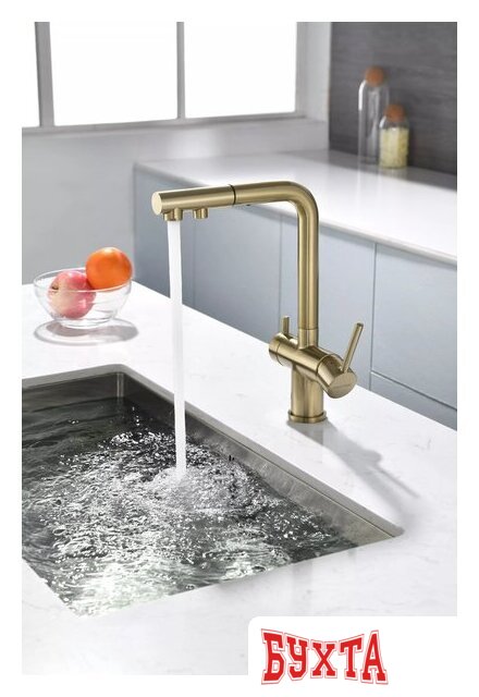 Смеситель Paulmark Serpentine Se213222-LG (светлое золото) 3